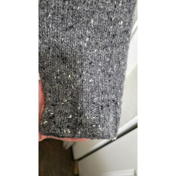 Gap Men Gray Fisherman Speckled Knit 100% Wool Crewneck Sweater Size L - Picture 4 of 10